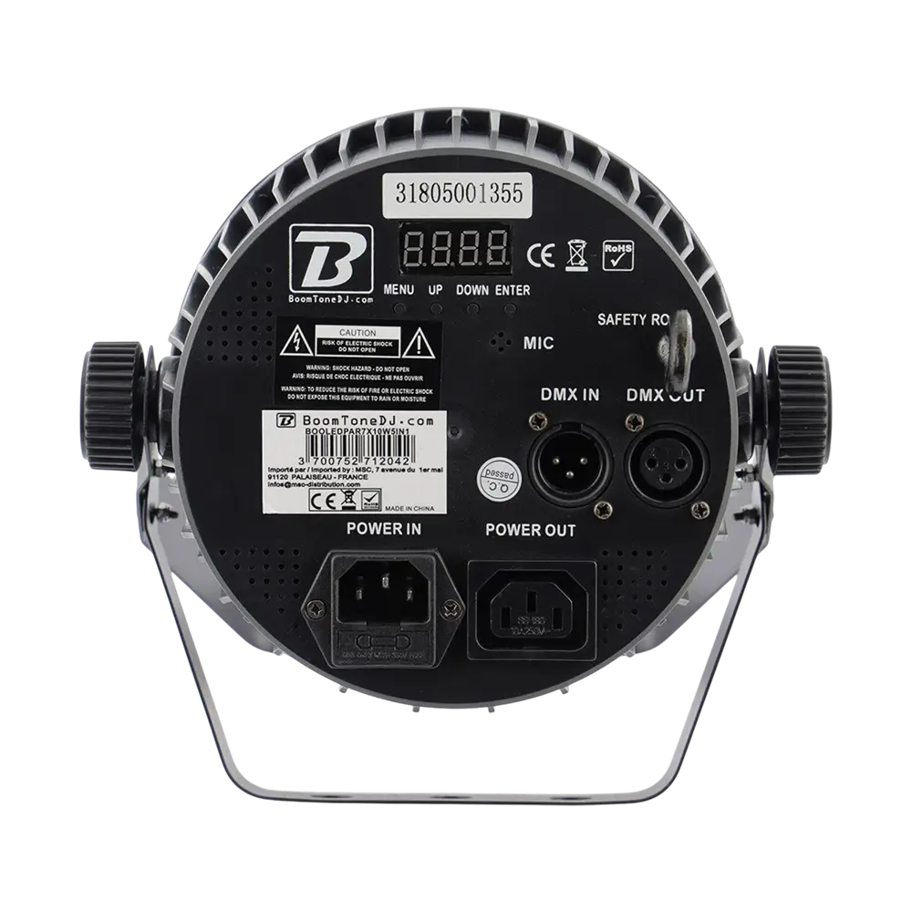 Proiettore PAR LED 7x10W 5in1 - 7 LED RGBWA, DMX, modalità automatica e musicale e telecomando