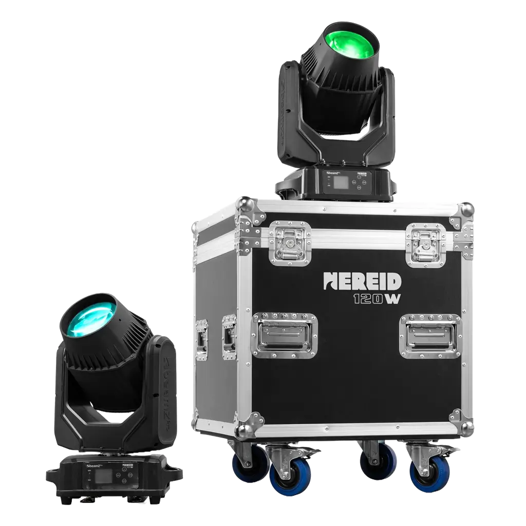 Set di 2 fari "NEREID120W" - impermeabili IP65 con flight-case