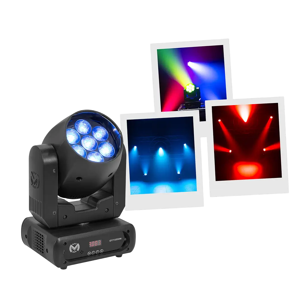Testa di lavaggio professionale a LED, "IZY 715 Zoom" - stroboscopio e DMX - Mac Mah
