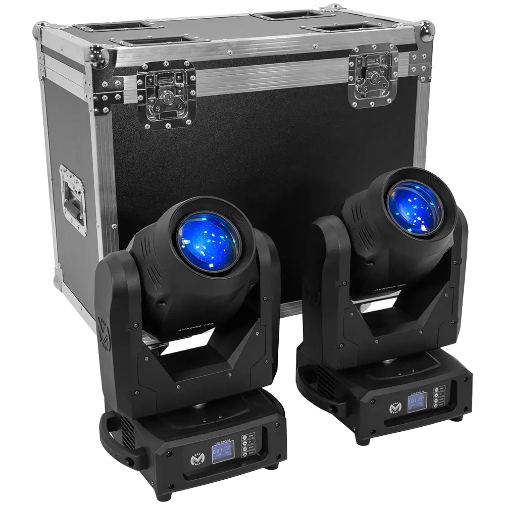 Confezione di 2 ibridi "Aurora 150 BSW" beam + spot + wash con flight case - Mac Mah
