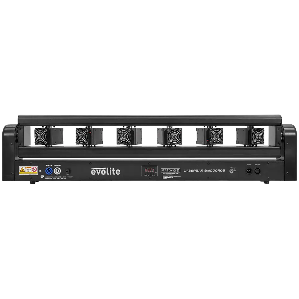 Barra laser pro "Laser Bar 6X1000RGB" 6×1000 mW motorizzata RGB - Evolite