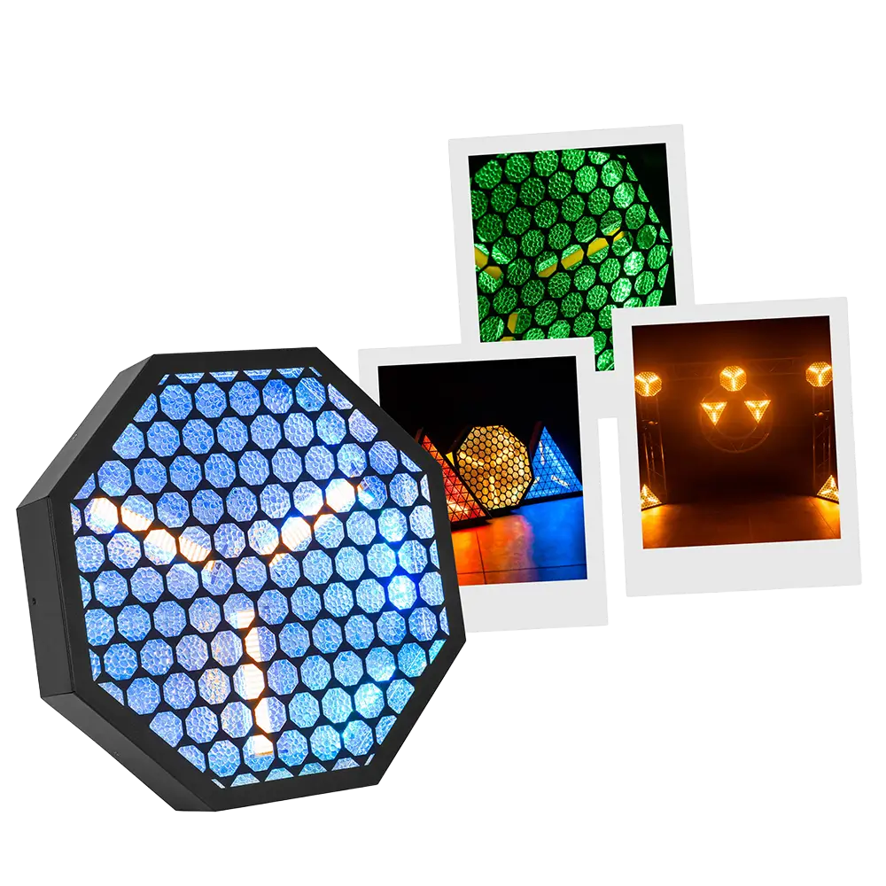 Effetto LED retrò ottagonale "Amber-O" + RGB DMX - Mac Mah