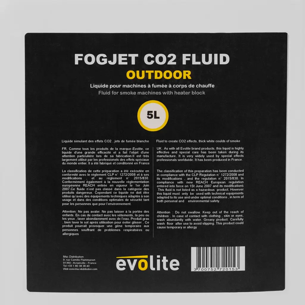 Fluido nebbiogeno CO2 - FogJet CO2 Outdoor Evolite - Uso esterno - Tanica da 5L