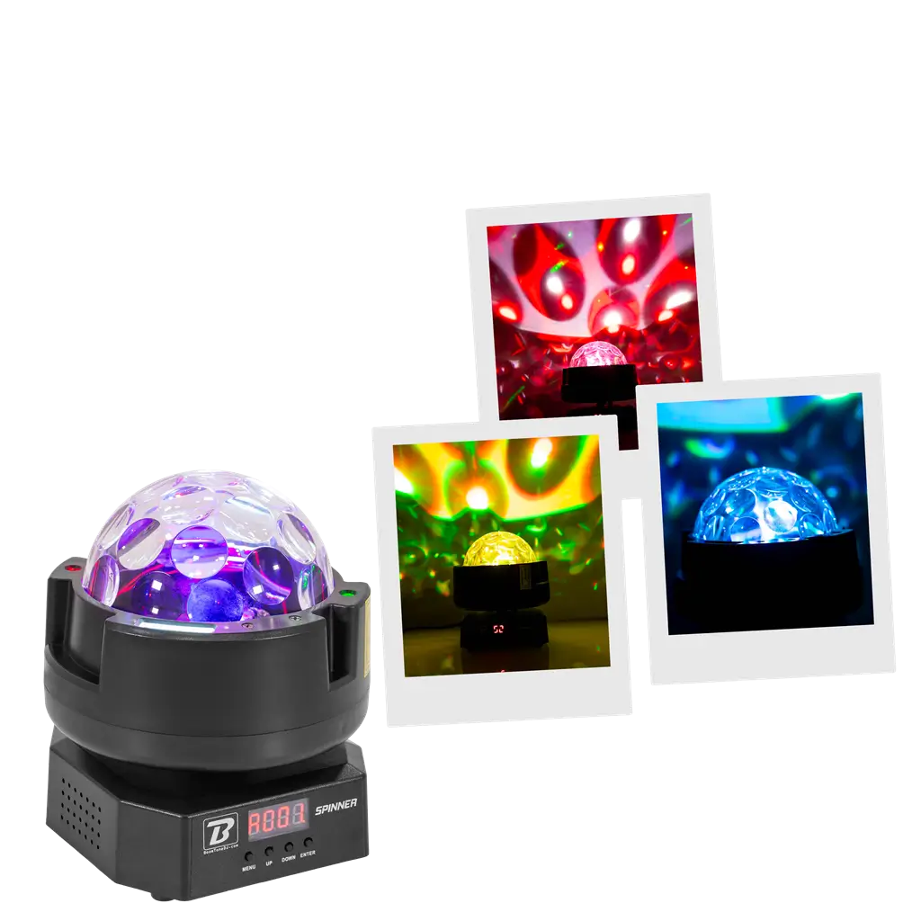 Proiettore di effetti rotanti - BoomTone DJ spinner - LED multicolore e strobo e controllo DMX