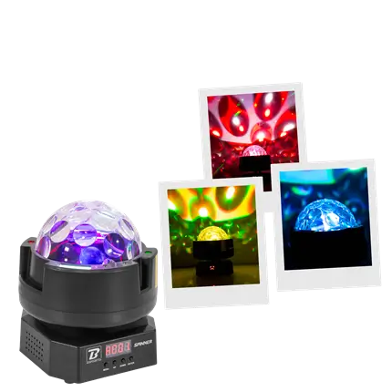 Proiettore di effetti rotanti - BoomTone DJ spinner - LED multicolore e strobo e controllo DMX