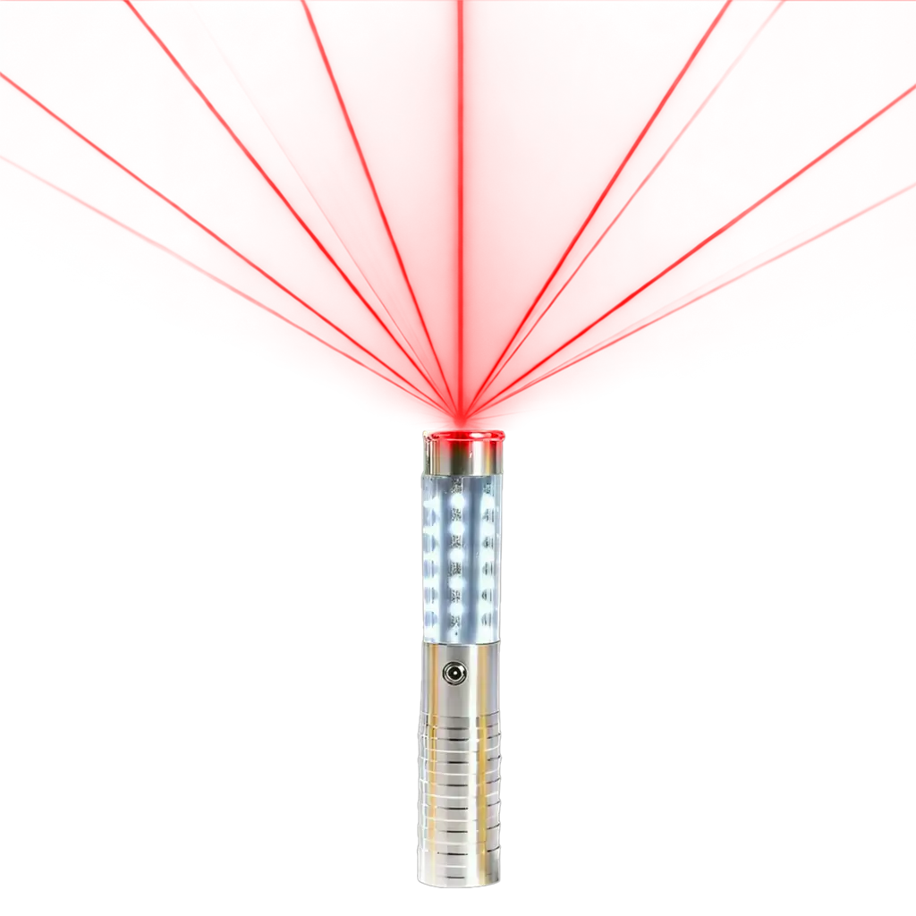 Bacchetta LED argento VIP con laser rosso - 24 cm