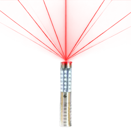 Bacchetta LED argento VIP con laser rosso - 24 cm