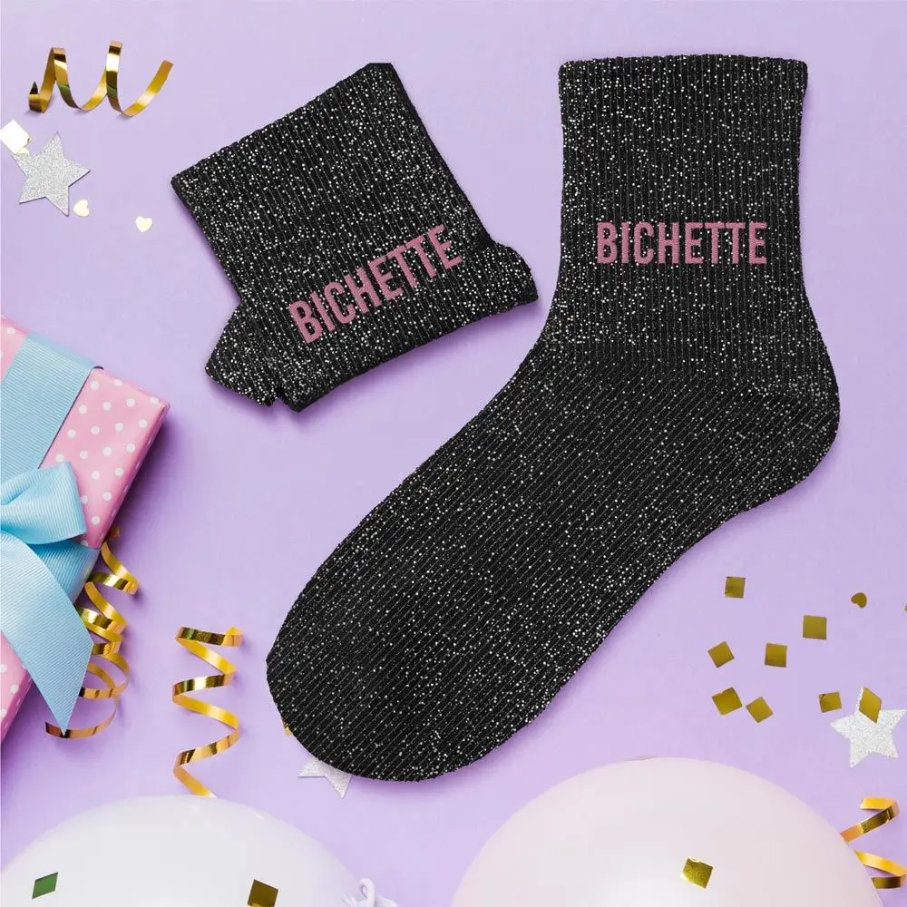 Calzini glitterati neri - Taglia unica 36-42