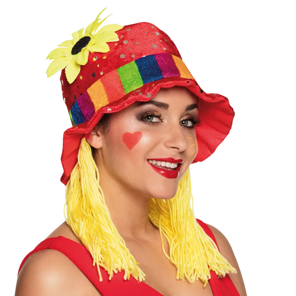 Cappello da clown colorato "Clara" con capelli