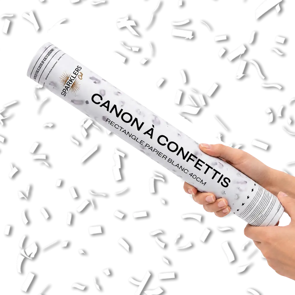 Cannoni di coriandoli bianchi da 40 cm