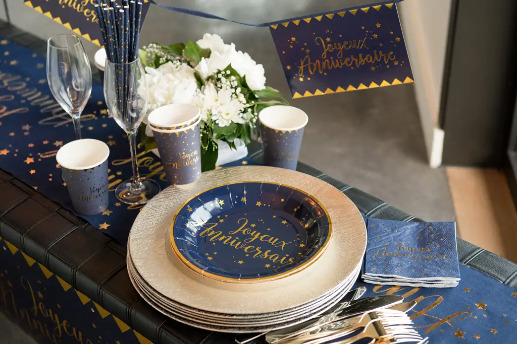 Bicchiere blu Happy Birthday (set da 10)