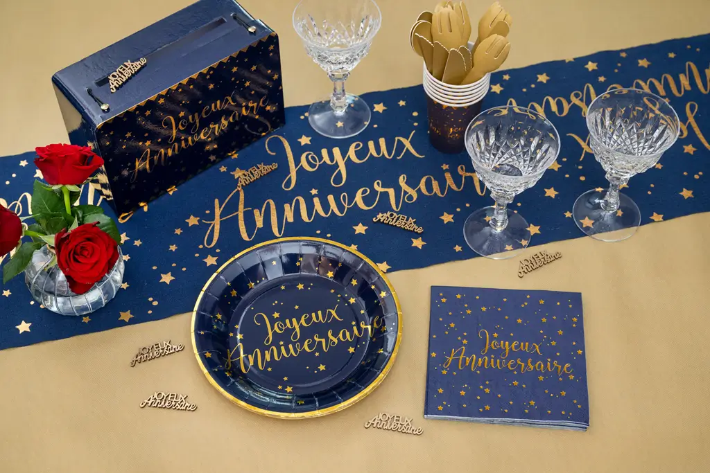 Urna di carta Oro/Blu Happy Birthday