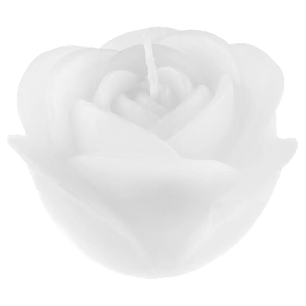 Candela con fiore scolpito rosa - Bianco