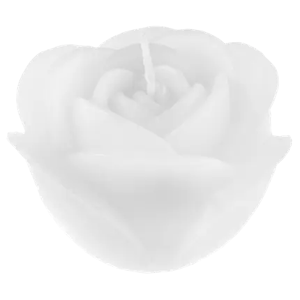Candela con fiore scolpito rosa - Bianco