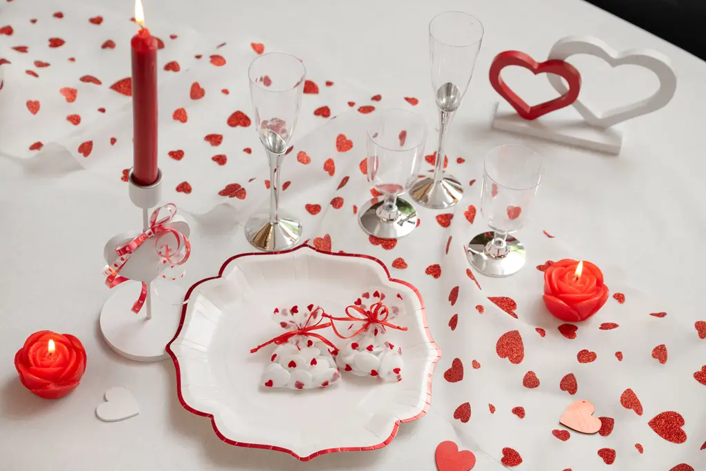 Candela con fiore scolpito rosa - Rosso