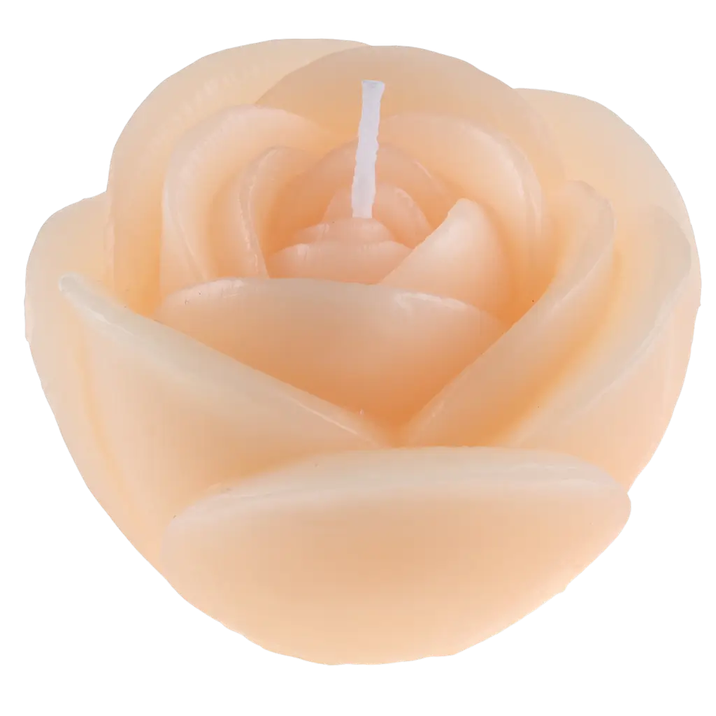 Candela con fiore scolpito di rosa - Pêche