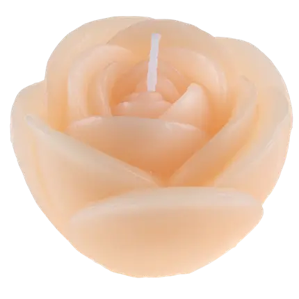 Candela con fiore scolpito di rosa - Pêche