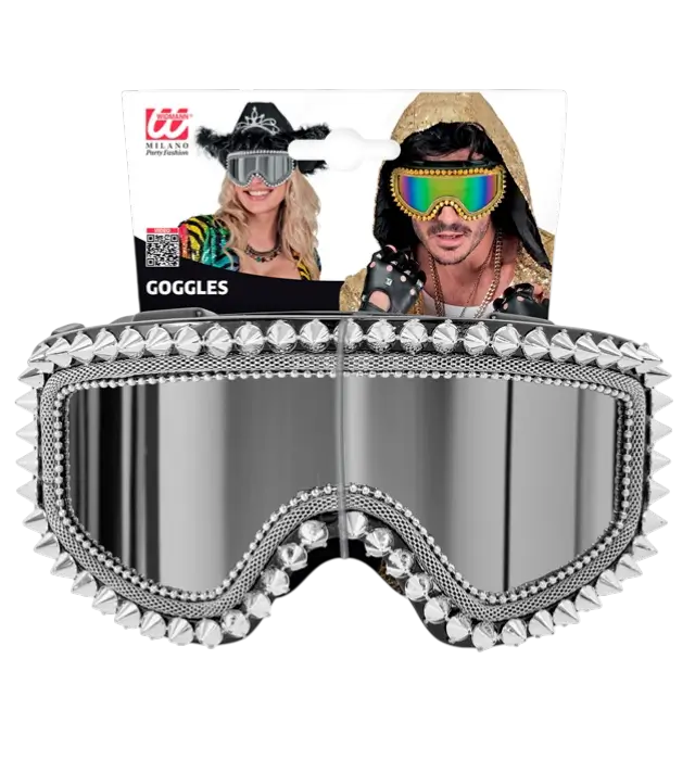 "OCCHIALI PER FESTE INVERNALI APRÈS-SKI CON BORCHIE D'ARGENTO E STRASS".