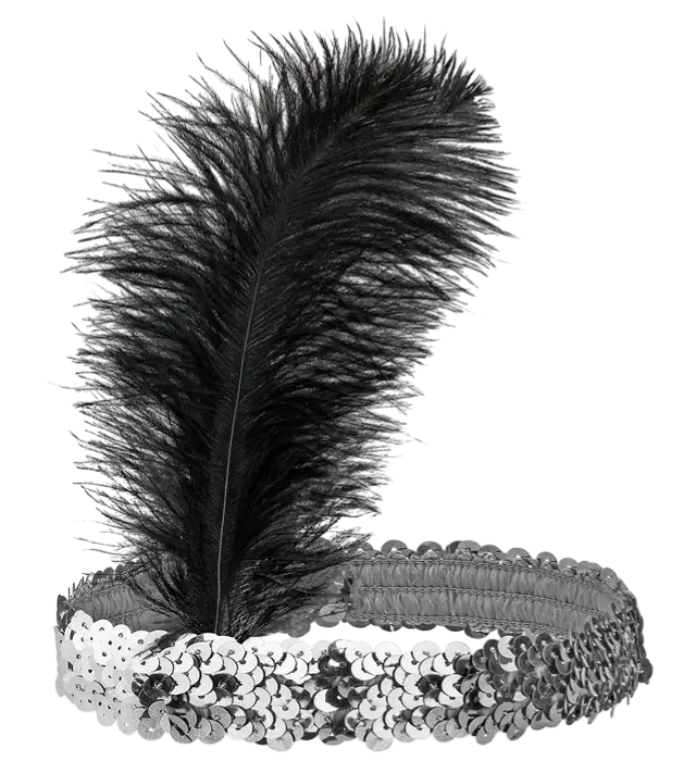 "CERCHIETTO GLITTERATO ARGENTO CON PIUME