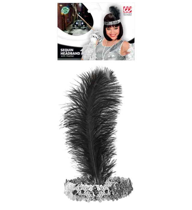 "CERCHIETTO GLITTERATO ARGENTO CON PIUME