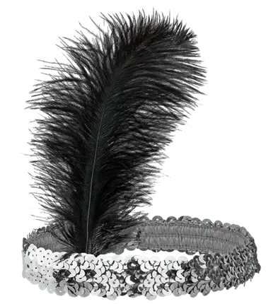 CERCHIETTO GLITTERATO ARGENTO CON PIUME