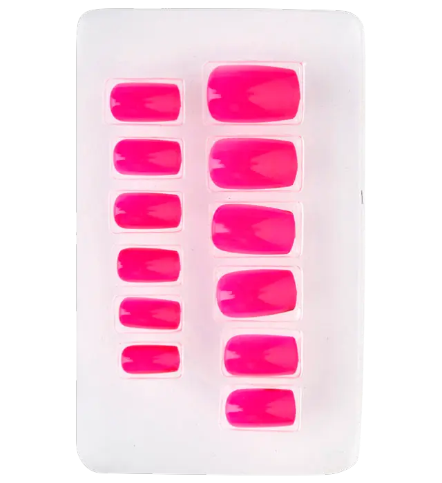 Set di 12 Unghie Rosa Neon Autoadesive Effetto Smalto – Unghie Finte Manicure