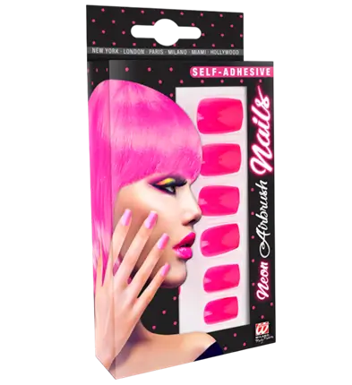 Set di 12 Unghie Rosa Neon Autoadesive Effetto Smalto – Unghie Finte Manicure