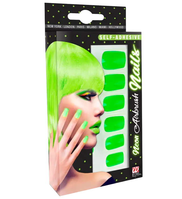 Set di 12 Unghie Verde Neon Autoadesive Effetto Smalto – Unghie Finte Manicure