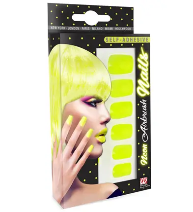 Set di 12 Unghie Giallo Neon Autoadesive Effetto Smalto – Unghie Finte Manicure