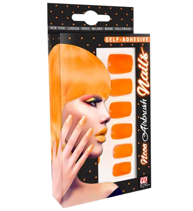 Set di 12 Unghie Arancione Neon Autoadesive Effetto Smalto – Unghie Finte Manicure