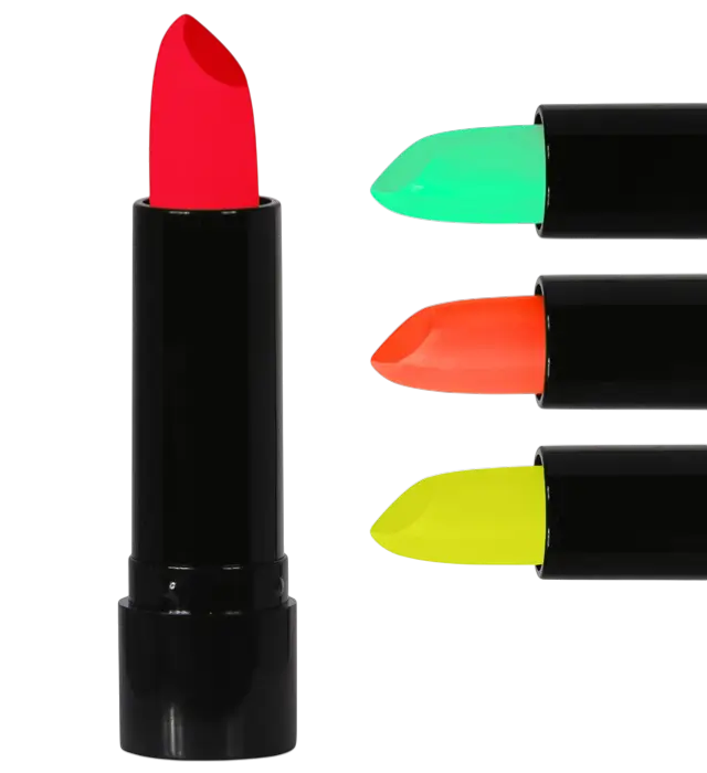 Display da 24 Rossetti Fluo 6 ml – Rosa, Giallo, Verde, Arancione Neon – Trucco per Costume