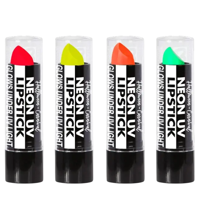 Display da 24 Rossetti Fluo 6 ml – Rosa, Giallo, Verde, Arancione Neon – Trucco per Costume