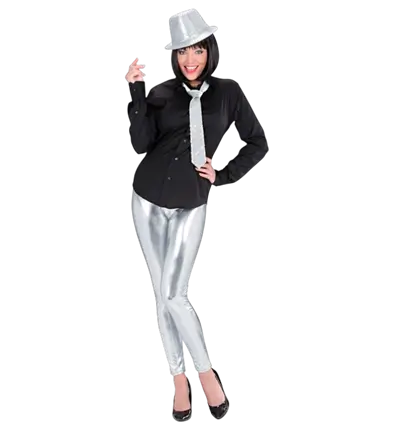 Leggings Argento Metallizzato – Pantaloni Disco Brillanti – Costume Anni 70 / 80