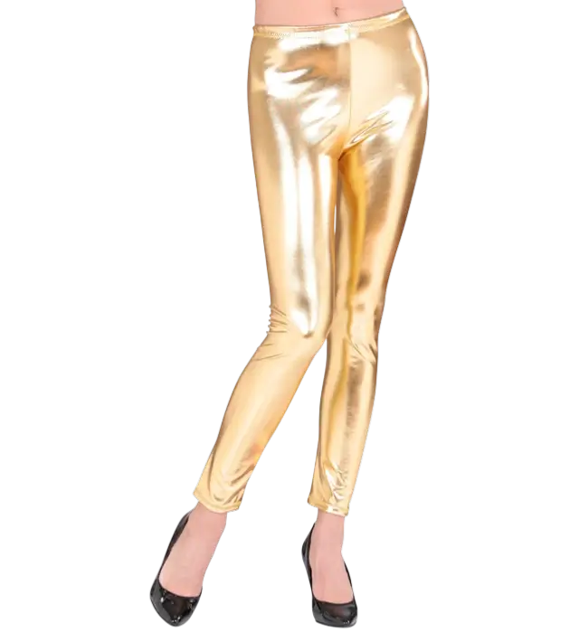 Leggings Oro Metallizzato – Pantaloni Disco Brillanti – Costume Anni 70 / 80