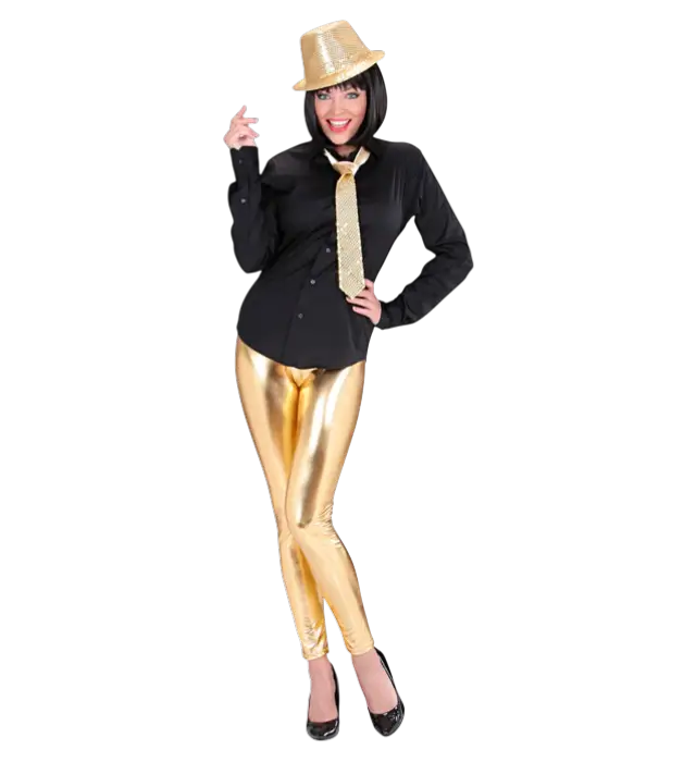 Leggings Oro Metallizzato – Pantaloni Disco Brillanti – Costume Anni 70 / 80