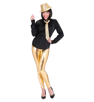 Leggings Oro Metallizzato – Pantaloni Disco Brillanti – Costume Anni 70 / 80