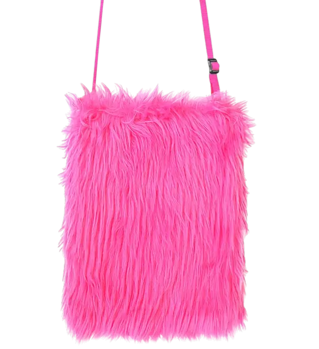 Borsa in Peluche Rosa Fluo – Accessorio Costume Pop Disco
