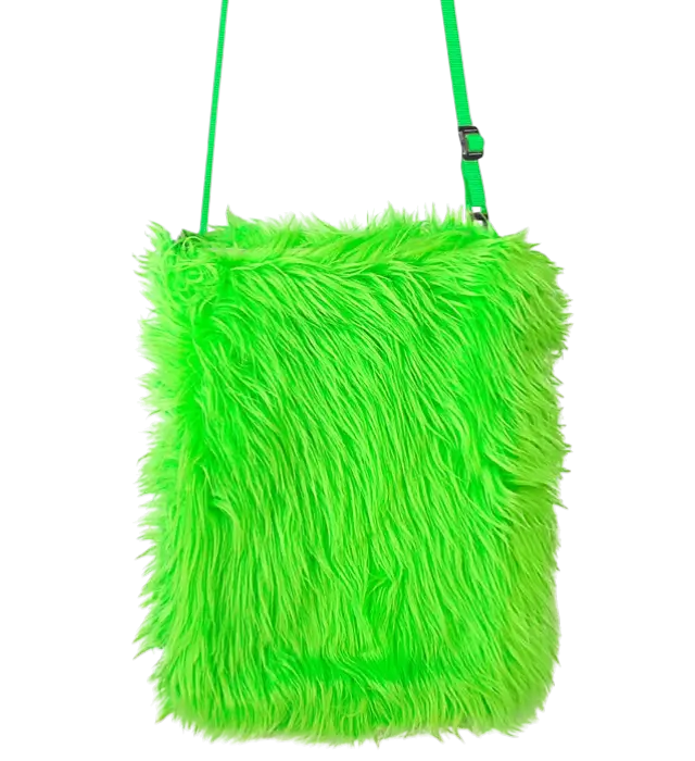 Borsa in Peluche Verde Fluo – Accessorio Costume Pop Disco