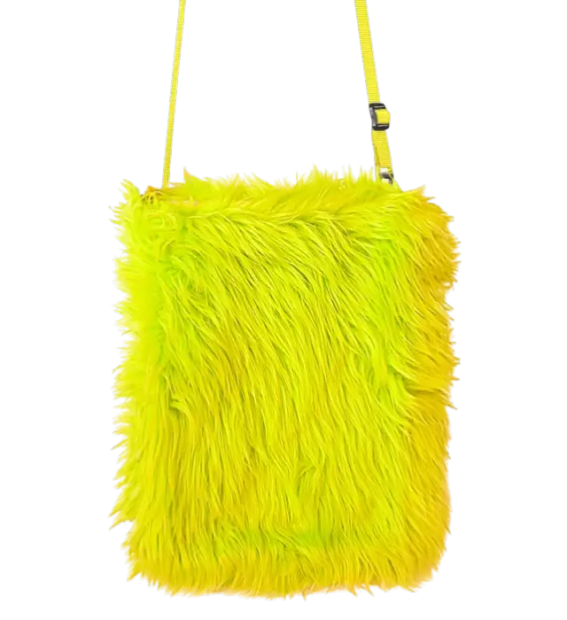 Borsa in Peluche Giallo Fluo – Accessorio Costume Pop Disco