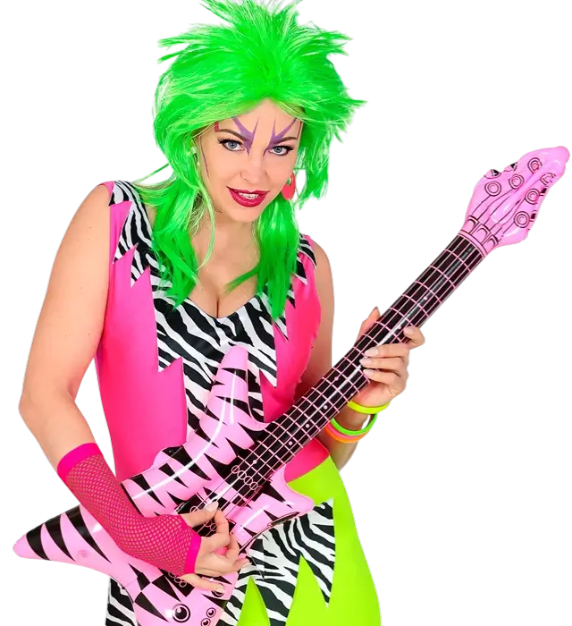 Guanti a Rete Rosa Fluo 33 cm – Accessorio Costume Anni 80