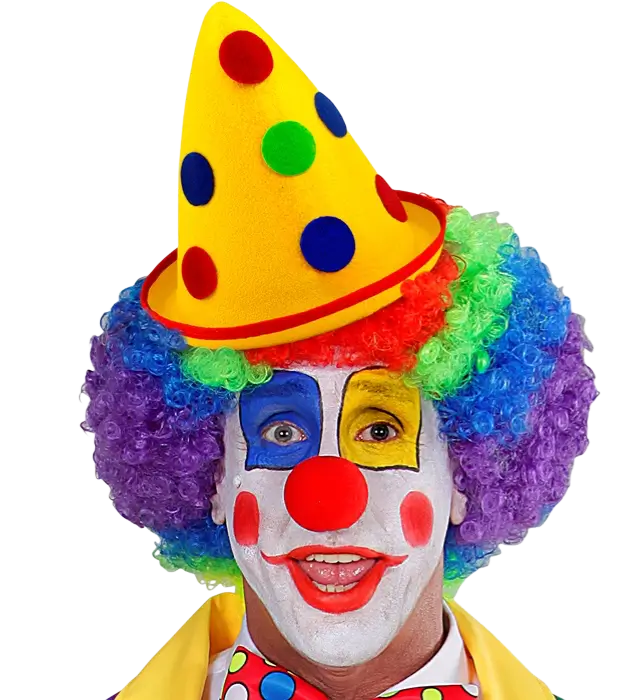Cappello a Punta Giallo a Pois in Feltro – Cappello da Clown o Costume Festa