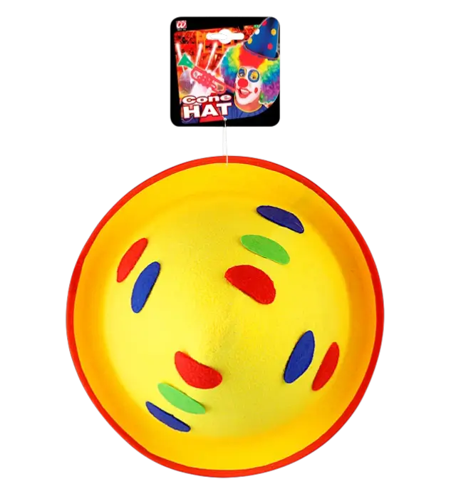 Cappello a Punta Giallo a Pois in Feltro – Cappello da Clown o Costume Festa