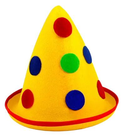 Cappello a Punta Giallo a Pois in Feltro – Cappello da Clown o Costume Festa