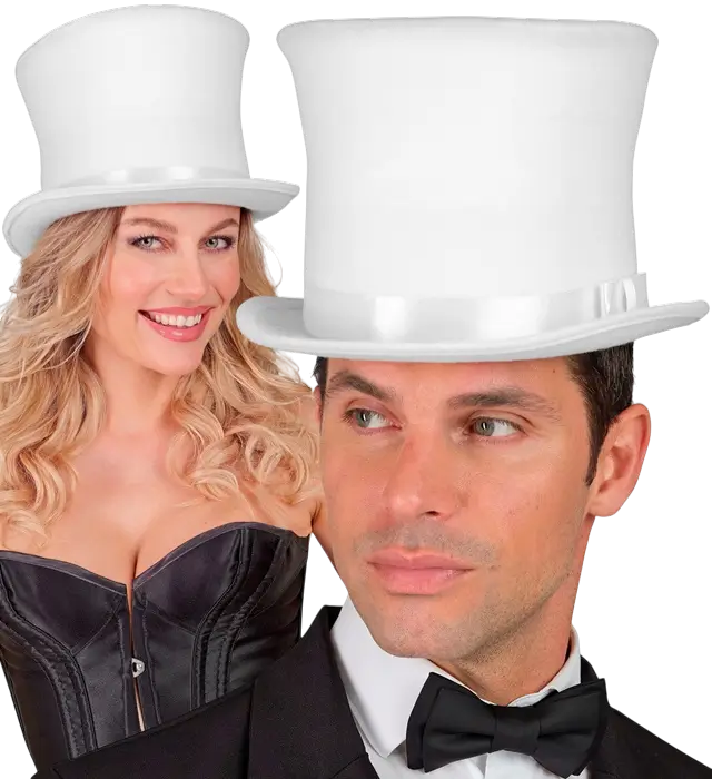 Cappello a Cilindro Bianco in Feltro Effetto Lana 16 cm – Accessorio Costume Elegante