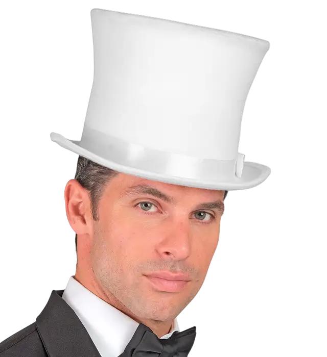 Cappello a Cilindro Bianco in Feltro Effetto Lana 16 cm – Accessorio Costume Elegante