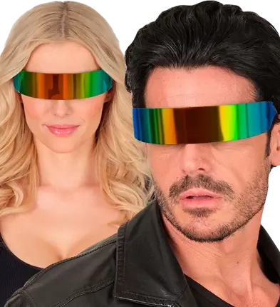 Occhiali a Specchio Arcobaleno – Occhiali da Sole Multicolore – Accessorio Costume
