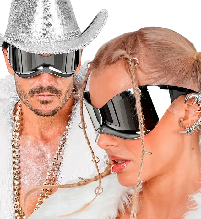 Occhiali Super a Specchio – Occhiali da Sole Effetto Specchio – Accessorio Costume