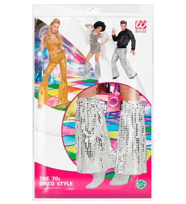 Scaldamuscoli Disco con Paillettes Argento – Stile Anni 70 – Accessorio Costume