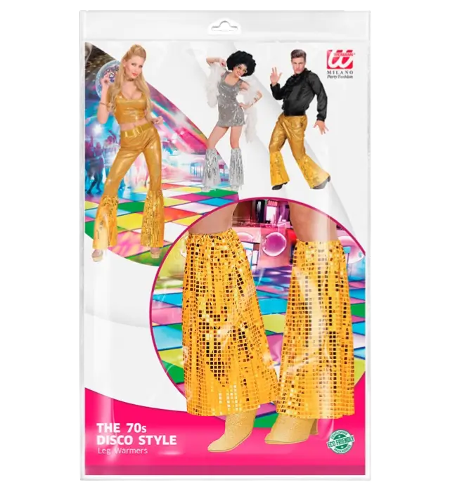 Scaldamuscoli Disco con Paillettes Oro – Stile Anni 70 – Accessorio Costume