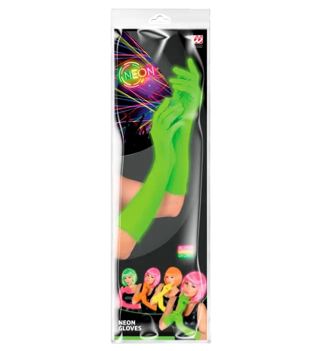 Guanti Lunghi Verde Neon 40 cm – Accessorio Costume Anni 80